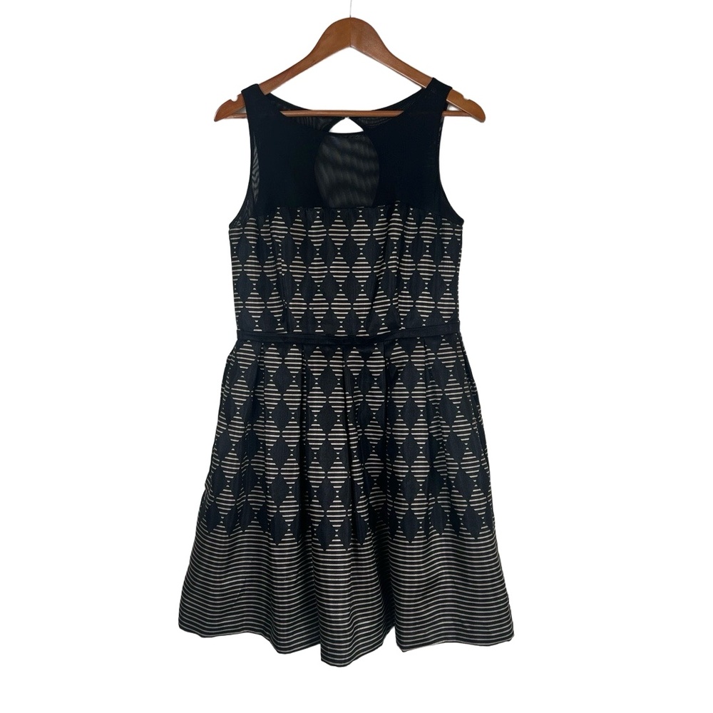 Just Taylor Womens‎ Cocktail Dress Size 12 Black Beige Mesh Geometric Party